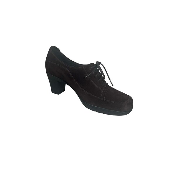 CLARKS Bendables Honest Q Brown Suede Lace Up Heels Shooties 7.5 W - Picture 7 of 16